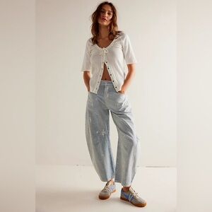 Free People Railroad Stripe We The Free Good Luck Barrel Jeans